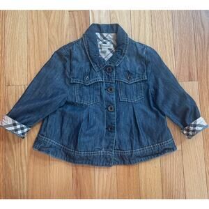 Kids Burberry Denim Jacket Size 12 M, Plaid Excellent Condition